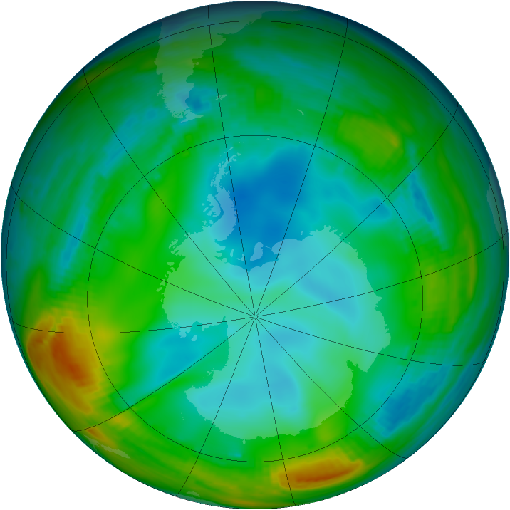 Antarctic ozone map for 05 July 1998